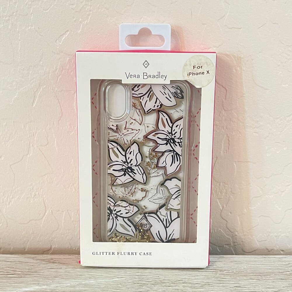 New Vera Bradley Iphone X Case Glitter Flurry Flowers Cover NWT